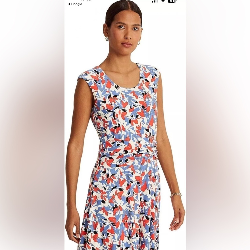 LAUREN Ralph Lauren NWT Black Label Size 6 Floral Print Fit and Flare Dress
